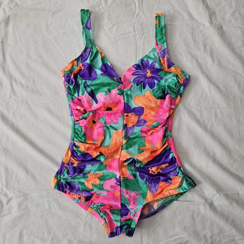1980s Gabar Floral Swim Suit